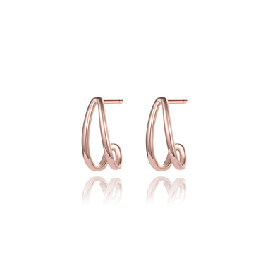 925 Sterling Silver Plated Rose Gold Simple Fashion Hollow Geometric Stud Earrings
