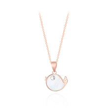 Load image into Gallery viewer, 925 Sterling Silver Plated Rose Gold Simple Cute Shell Fish Pendant with Cubic Zirconia and Necklace