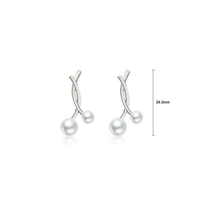 925 Sterling Silver Fashion Temperament Geometric Imitation Pearl Stud Earrings
