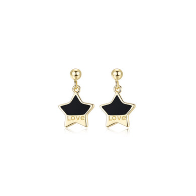 925 Sterling Silver Plated Gold Simple Fashion Star Stud Earrings