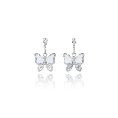925 Sterling Silver Fashion and Elegant Butterfly Stud Earrings with Cubic Zirconia