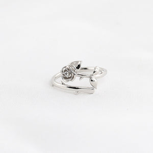 925 Sterling Silver Fashion Romantic Rose Adjustable Opening Ring