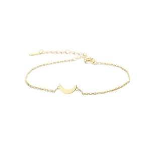 925 Sterling Silver Plated Gold Simple Fashion Moon Bracelet
