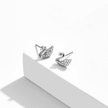 Load image into Gallery viewer, 925 Sterling Silver Fashion and Elegant Swan Stud Earrings with Cubic Zirconia