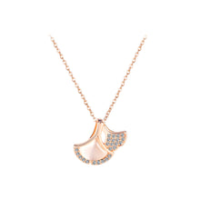Load image into Gallery viewer, Fashion Temperament Plated Rose Gold Geometric Fan-shaped Pendant with Cubic Zirconia and 316L Stainless Steel Necklace