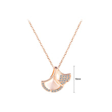 Load image into Gallery viewer, Fashion Temperament Plated Rose Gold Geometric Fan-shaped Pendant with Cubic Zirconia and 316L Stainless Steel Necklace