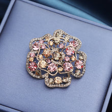 Load image into Gallery viewer, Fashion Bright Plated Gold Flower Brooch with Colorful Cubic Zirconia