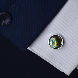 Fashion and Elegant Geometric Round Color Shell Cufflinks