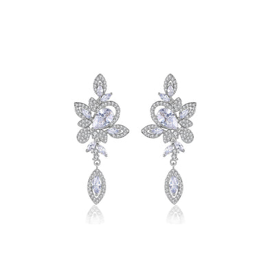 Fashion and Elegant Flower Earrings with Cubic Zirconia