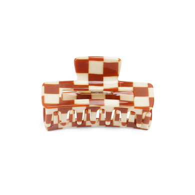 Simple and Sweet Brown Lattice Geometric Rectangle Hair Claw