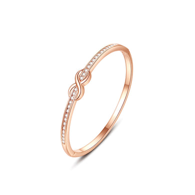 Simple and Fashion Plated Rose Gold Infinity Symbol Geometric Bangle with Cubic Zirconia