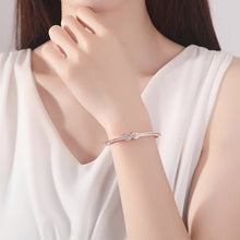 Load image into Gallery viewer, Simple and Fashion Plated Rose Gold Infinity Symbol Geometric Bangle with Cubic Zirconia