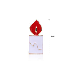 Fashion and Simple Plated Gold Enamel Christmas Candle Brooch