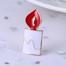 Load image into Gallery viewer, Fashion and Simple Plated Gold Enamel Christmas Candle Brooch