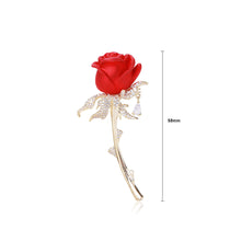 Load image into Gallery viewer, Fashion Temperament Plated Gold Enamel Red Rose Brooch with Cubic Zirconia