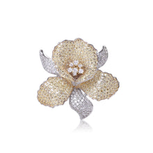 Load image into Gallery viewer, Fashion Bright Plated Gold Two-tone Flower Brooch with Cubic Zirconia