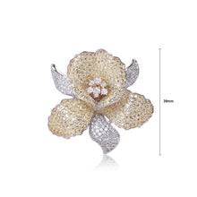 Load image into Gallery viewer, Fashion Bright Plated Gold Two-tone Flower Brooch with Cubic Zirconia
