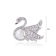 Load image into Gallery viewer, Fashion and Elegant Swan Imitation Pearl Brooch with Cubic Zirconia