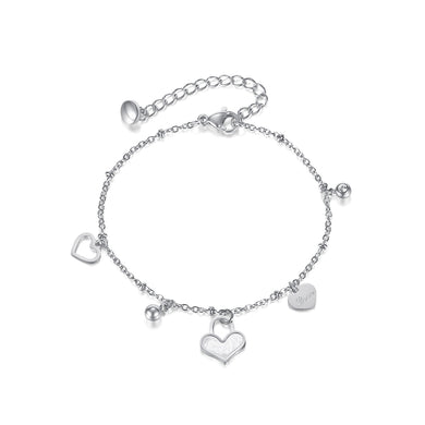 Simple and Fashion Heart-shaped Shell Round Bead 316L Stainless Steel Bracelet with Cubic Zirconia