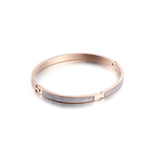 Load image into Gallery viewer, Fashion Temperament Plated Rose Gold Shell Geometric 316L Stainless Steel Bangle