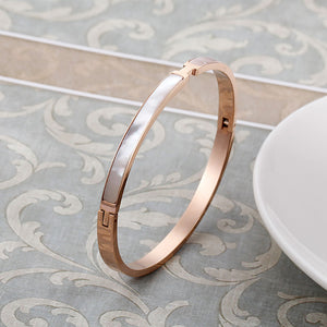 Fashion Temperament Plated Rose Gold Shell Geometric 316L Stainless Steel Bangle