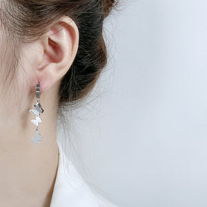 Fashion and Elegant 316L Stainless Steel Butterfly Tassel Earrings