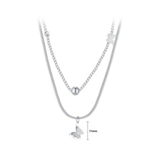 Load image into Gallery viewer, Fashion and Elegant 316L Stainless Steel Butterfly Pendant with Cubic Zirconia and Double Necklace