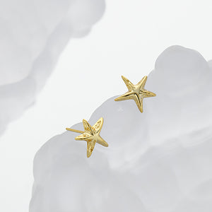 925 Sterling Silver Plated Gold Simple and Delicate Star Stud Earrings