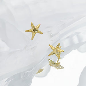 925 Sterling Silver Plated Gold Simple and Delicate Star Stud Earrings