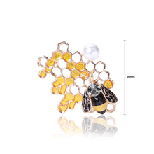 Load image into Gallery viewer, Fashion and Lovely Plated Gold Bee Honeycomb Imitation Pearl Brooch with Cubic Zirconia