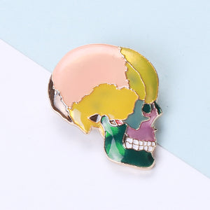 Fashion Personality Plated Gold Enamel Color Skull Brooch