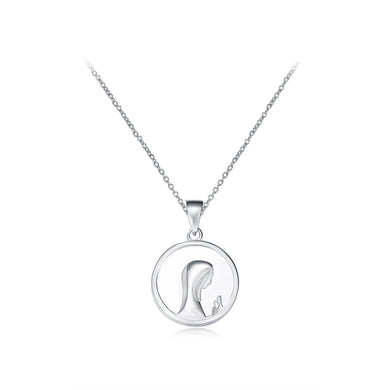 925 Sterling Silver Fashion Simple Virgin Mary Portrait Shell Geometric Round Pendant with Necklace
