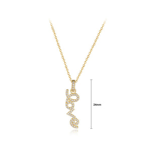 925 Sterling Silver Plated Gold Fashion Romantic Love Alphabet Pendant with Cubic Zirconia and Necklace