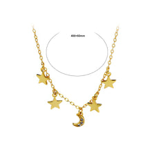 Load image into Gallery viewer, 925 Sterling Silver Gold Plated Fashion Simple Moon Star Necklace with Cubic Zirconia