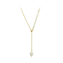 Load image into Gallery viewer, Fashion Temperament Plated Gold Beaded Irregular Imitation Pearl Adjustable 316L Stainless Steel Necklace