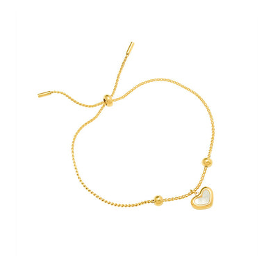 Simple Romantic Plated Gold 316L Stainless Steel Heart Shell Adjustable Bracelet