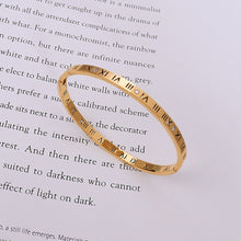 Load image into Gallery viewer, (undefine)Fashion Temperament Plated Gold 316L Stainless Steel Hollow Roman Numeral Geometric Bracelet with Cubic Zirconia