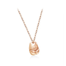 Load image into Gallery viewer, Simple and Cute Plated Rose Gold 316L Stainless Steel Lucky Cat Pendant with Necklace