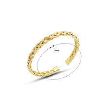 Load image into Gallery viewer, Fashion Elegant Plated Gold 316L Stainless Steel Braided Geometric Open Bangle