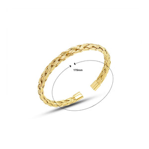 Fashion Elegant Plated Gold 316L Stainless Steel Braided Geometric Open Bangle