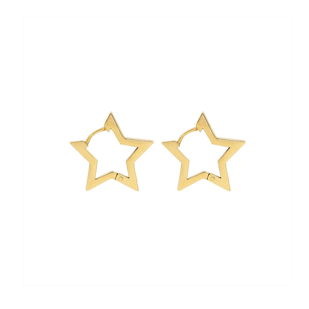 Simple Fashion Plated Gold 316L Stainless Steel Star Stud Earrings