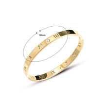 Load image into Gallery viewer, Simple Temperament Plated Gold 316L Stainless Steel Roman Numeral Bangle with Cubic Zirconia