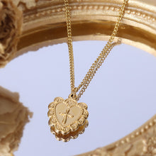 Load image into Gallery viewer, Fashion Simple Plated Gold 316L Stainless Steel Cross Lace Heart Pendant with Necklace
