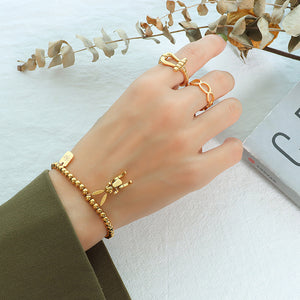 Simple Personality Plated Gold 316L Stainless Steel Mechanical Rabbit Square Bracelet