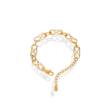 Simple Personality Plated Gold 316L Stainless Steel Hollow Cross Geometric Bracelet