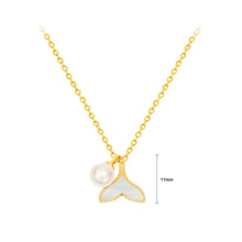Load image into Gallery viewer, Simple Lovely Plated Gold 316L Stainless Steel Fish Tail Shell Pendant with Imitation Pearl and Necklace