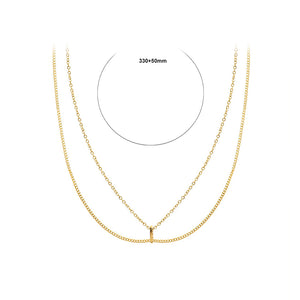Simple Temperament Plated Gold 316L Stainless Steel Geometric Double Layer Necklace