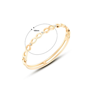Fashion Temperament Plated Gold 316L Stainless Steel Hollow Water Drop Shaped Geometric Bangle with Cubic Zirconia