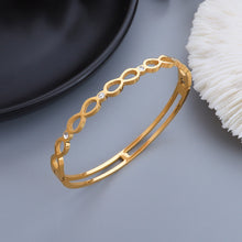 Load image into Gallery viewer, Fashion Temperament Plated Gold 316L Stainless Steel Hollow Water Drop Shaped Geometric Bangle with Cubic Zirconia