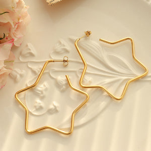 Simple Sweet Plated Gold 316L Stainless Steel Star Earrings